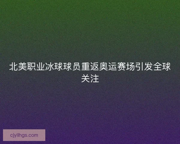 北美职业冰球球员重返奥运赛场引发全球关注